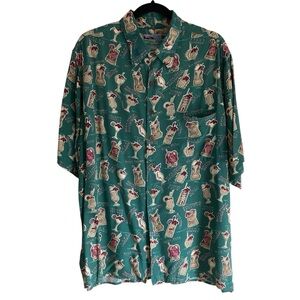 Vintage Reyn Spooner Hawaiian Shirt Tiki Cocktails Print, Large
